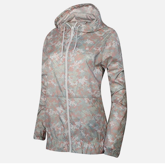 Columbia Women's Morning View Windbreaker Hooded Printed Vintage Pink  Jacket - Picture 1 of 2